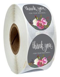 500pcsRoll Floral Thank You Stickers Thank you for Your Business Coated Paper Seal Label Stickers Handmade Craft Envelope Invitat7207517