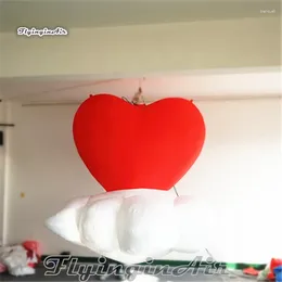 Party Decoration Personalised Hanging Lighting Inflatable Heart Balloon 3m Red LED Flying With A Cloud For Valentine's Day