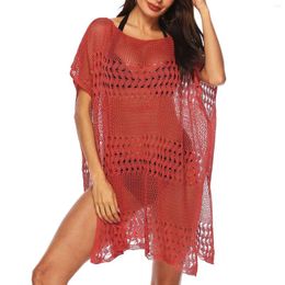 Womens Summer Knitwear Hollowed Out Fashionable Beach Bikini Swimsuit Split Solid Dress Sexy Cover Up