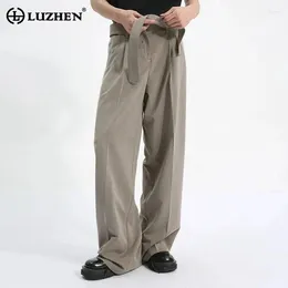 Men's Pants LUZHEN Style Decoration Casual Ribbon Trousers Three-dimensional Japanese Design Loose Solid Colour Male Drape 9C5736