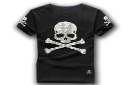 MMJ mastermind japan shining diamond rhine skull gun o-neck short-sleeve cotton t-shirt tee white and black color5917666