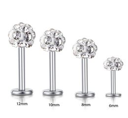 Whole Body Jewellery Labret Rings Stainless Steel shaballa Crystal Disco Ball Lip Piercing Jewellery 16G Lip Ring 30pcs6085535