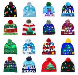 16 style Led Christmas Halloween Knitted Hats Kids Baby Moms Winter Warm Beanies Pumpkin Snowmen Crochet Caps ZZA4610040