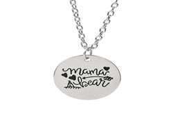 12pcslot MAMA BEAR Engraved Disc Pendant Charms Necklace arrow love necklace Mother Day Gift Jewelry2701717