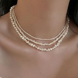 Retro Freshwater Pearl Necklace Womens French Simple Elegant Fashion Chain Necklaces 240422