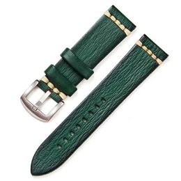 Watch Bands Vegetable Tanned Leather bands 18mm 20mm 22mm 24mm Stainless Steel Buckle Accessories Retro Wrist Straps H240504