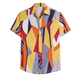 Men039s Casual Shirts Hawaiian Short Sleeve Cardigan Summer Beach For Men Button Up Blouse Streetwear Chemise Homme3706336