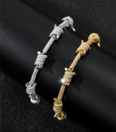 Barbed Wire Bracelet Sliver Gold Colour Iced Out Cubic Zircon Cuban Chain Link for Women Men Hip Hop Jewelry9398051