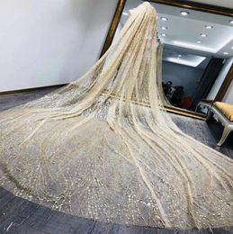 Shining Luxury Champagne Gold Wedding Veils 3M Long Cathedral Length Bridal Veil For Women Hair Accessories2057944