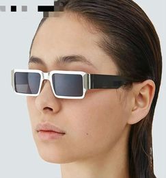 Next to the female personality hollow rectangular orifice narrow side white sunglasses for men and women general words8767544