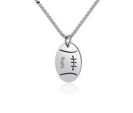 Mens Stainless Steel Rugby Pendant Necklaces Jewelry Fashion Men Sport Hip Hop Design Punk Charm Chain Necklace For Gifts9829895