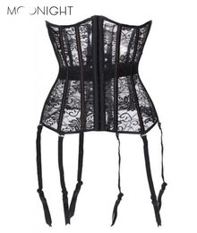 MOONIGHT Female Overbust Shaperwear Hollow Out Corsets Breathable Black Women Slim Bustier Corset Corselet S2XL3118081