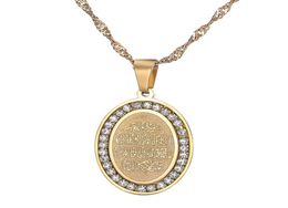 316 stainless steel oval gold coin Muslim Middle Eastern Arab fashion charm highend pendant necklace4909622