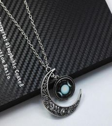 style Triple moon goddess black wiccan necklace with star moon gems is fashionable and exquisite5130468