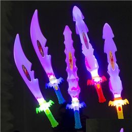 Led Swords/Guns 8 Pcs Luminous Swords Toys Kids Light Up Flashing Wands Sticks Party Plaything Prop Cosplay Boy Toy Outdoor Fun Drop Dhk2X