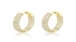 Luxury Gold Silver Color Circle Earrings Fashion Men Women Brief Trendy Hip Hop Earrings Bling Zircon Hoop Earrings297P1405181