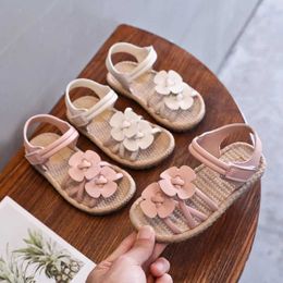 Sandals Children Roman Summer New Cute Flower Kids Shoes Fashion Light Soft Flats Toddler Baby Girl Casual Beach H240504