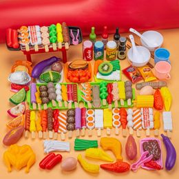 Children Pretend Play Kitchen Toy Simulation Food Vegetable Barbecue Cooking Sets Education House Interactive Toys For Girl 240416