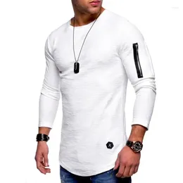 Men's Suits B7572 T-shirt Spring And Summer Top Long-sleeved Cotton Bodybuilding Folding