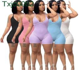 Designer Women Jumpsuits Summer Slim Sexy Suspender Short Rompers Onesise Pit Strip Bodysuit Backless One Piece Pants Clothing8478391