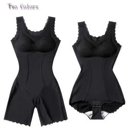 Waist Tummy Shaper Womens tight fitting suit with abdominal control set black lace tight fitting suit weight loss tight fitting suit tank sexy thong jumpsuit Q240430