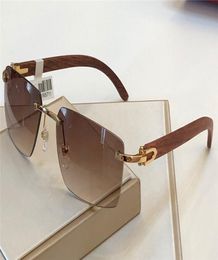 New fashion design sunglasses 1657111 square frameless wooden leg temples top quality summer protection style uv 400 lens9049910