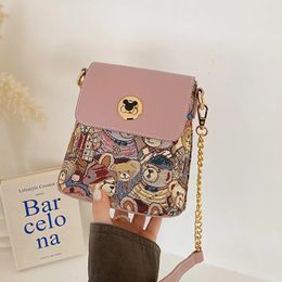 Shoulder Bags Mobile Girl Purse Fashion Bucket Bag For Women's Casual Bear Pattern Versatile Crossbody Cute Messenger