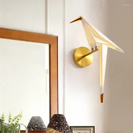 Wall Lamp Nordic Standing Birds Acrylic Lamps Modern Origami Sconces Lights Bedside Restaurant Living Room Fixtures