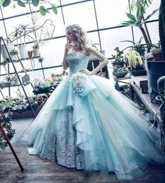 2019 Mint Green Ball Gown Quinceanera Dresses Gowns Princess Crystal Prom Dress Sweet Ball Gowns Formal Special Occasion Evening P5588699