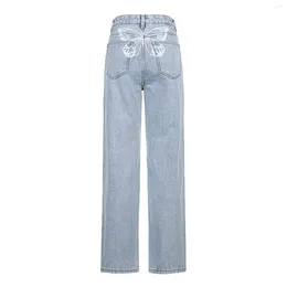 Women's Jeans Women Wide Leg High Waist Baggy Loose Boyfriend Y2K Flare Trousers E-Girl Denim Streetwear