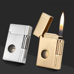 Derui 1611 Steel Voice Metal Lighter Transparent Without Gas Window Classic Gold Sier Business Cigarette Lighter