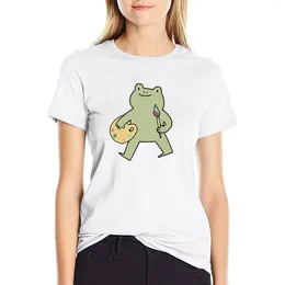Women's Polos Frog Artist T-shirt Korean Fashion Summer Top Female T-shirts For Women Graphic Tees Funny