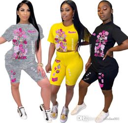 2023 Summer Women Stamping Tracksuits Usion Tshirt Shorts Shorts Shorts Shorts Abita