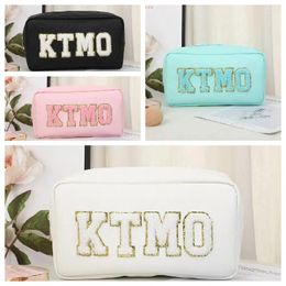 Cosmetic Bags PVC Makeup Bag Waterproof Letter Embroidery Toiletry Storage Large Capacity Women