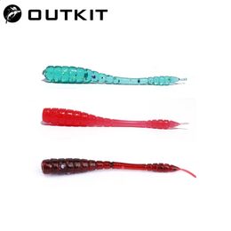 OUTKIT 20pcs 45cm Fishing Soft Worm Lures Pin Tail Ice Bait Polaris Sinking Lure Pesca Silicone Tackle 240430