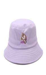 Casual Sun Hat Cute Bucket Hat Women Cartoon Unicorn Bob cap Hip Hop Fishing Cap Summer Panama Fisherman caps4679311