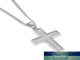 New Iced Sand Blast Pendant Charm For Women Gold Silver Color Cross Pendant Necklace Chain Men039s Hip hop Jewelry7847533