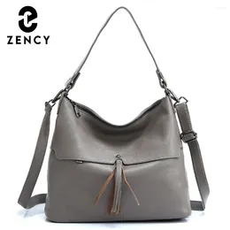 Shoulder Bags Zency Genuine Leather Bag For Women Tassel Shopper Large Tote Spring Vintage Simple Casual Crossbody Handbag Female