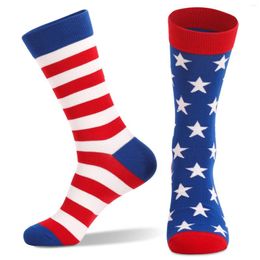 Men's Socks Fashion Trend A Pair Of American Flag Printed Stars Stripes Breathable Comfortable Boy Sports