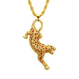 New Hiphop Leopard Pendant Necklace For MenWomen Fashion Gold Statement Crystal Necklace Drop Ship7290083