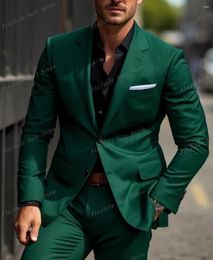 Men's Suits Men Tuxedos Green Business Suit Groom Groomsman Prom Wedding Party Formal 2 Piece Set Jacket And Pants