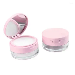 Storage Bottles Pink Flip Cap Sifter Jar Box With Mirror Cosmetic Powder Case Plastic Loose Container Elastic Screen Mesh Net 15pcs