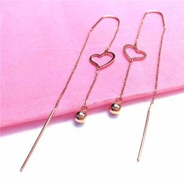 Dangle Earrings 585 Purple Gold For Women Fashion Heart-shaped Pendant Ear Line Plated 14K Rose Romantic Engagement Jewellery Gift