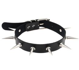 Whole Choker Jewelry European And American Nightclub PU Leather Necklace Rivet Spiked Collar Clavicle Chain Hip Hop Jewelry Ch1321591