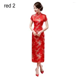 Casual Dresses Traditional Chinese Women Long Cheongsam Bridesmaid Short Sleeve Evening Dress Women's Clothing