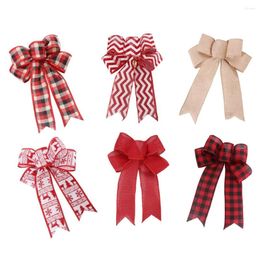 Decorative Figurines Christmas Tree Topper Bows Handmade Holiday Atmosphere Flocking Cloth Outdoor Decorations Gift For Family 24 19CM