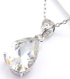 10Pcs Luckyshine Excellent Shine Water Drop White Topaz Gemstone Silver Plated Pendants Necklaces For Holiday Wedding Party1261699