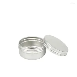 Storage Bottles 50g Aluminium Cosmetic Cream Jars 50ml Empty Candle Tins Screw Lid Silver Box Packaging Tin Metal Containers