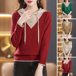 Women's Sweaters 2024 V-neck Sweater Polyester Breathable Long-sleeve Pullovers Portable Lightweight Winter Tops For Girls Women