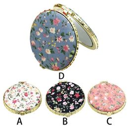 1Pc Mini Round Pocket Folding Makeup Mirror Vintage Double Sides Floral Printed Chinese Style Compact Cosmetic Tool Portable9022675